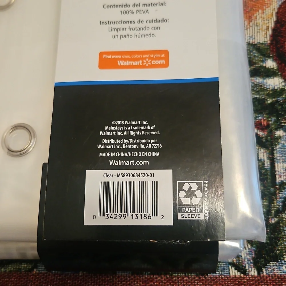 Mainstays Medium Weight Shower Liner Clear NWT 70×71